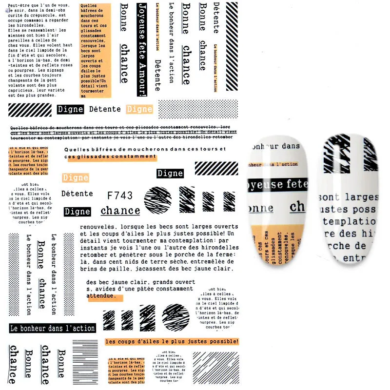 Inscriptions Nail Sticker English Words Letters Sentences Design Nail Art Decorations Manicure Designer Stickers for Nails F555