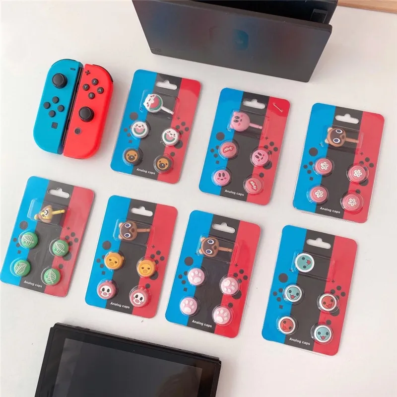Колпачки для джойстика Nintendo Switch Joycon 4 шт. + 1 мультяшная Пылезащитная заглушка Joy