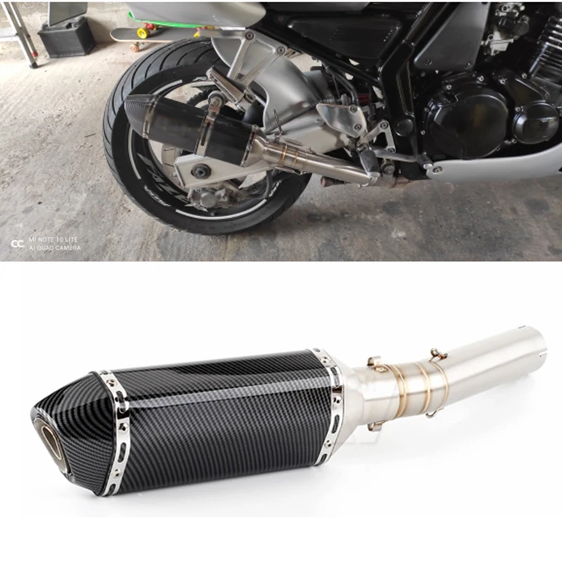 

Motorcycle Muffler exhaust System AK Escape moto Middle Link Pipe slip on For Yamaha Fazer 600 FZS 1998 1999 2000 2001 2002 2003