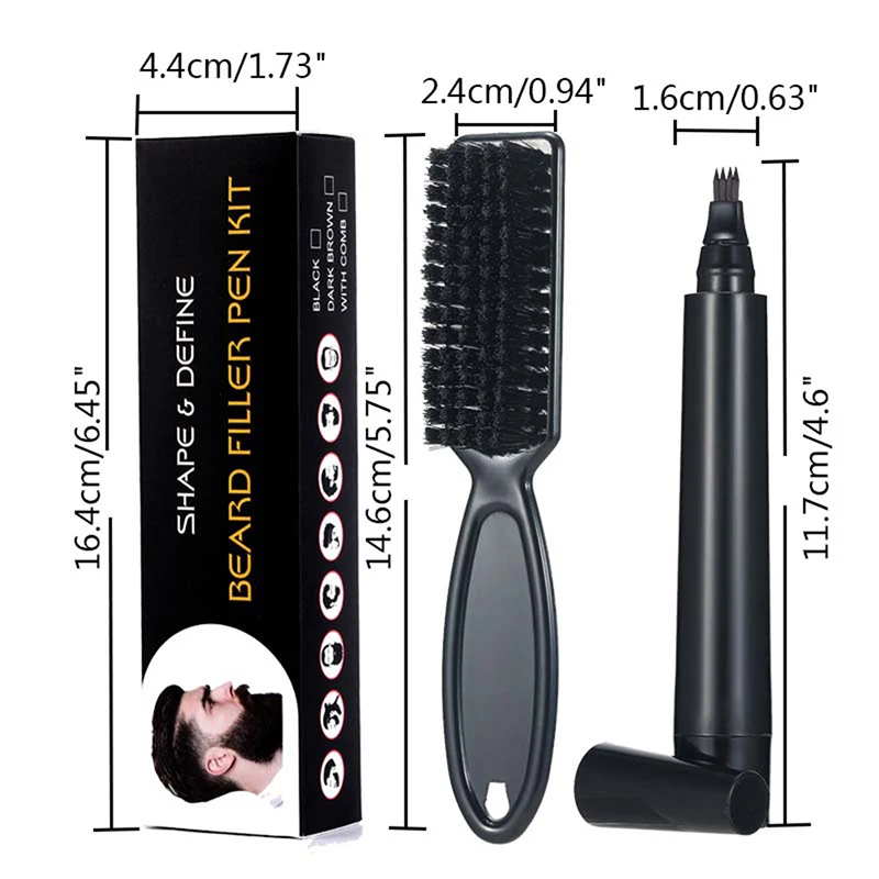 

1/2PC Black/Brown Beard Pen Beard Filler Pencil And Brush Beard Enhancer Waterproof Moustache Coloring Shaping Tools Hair Pencil