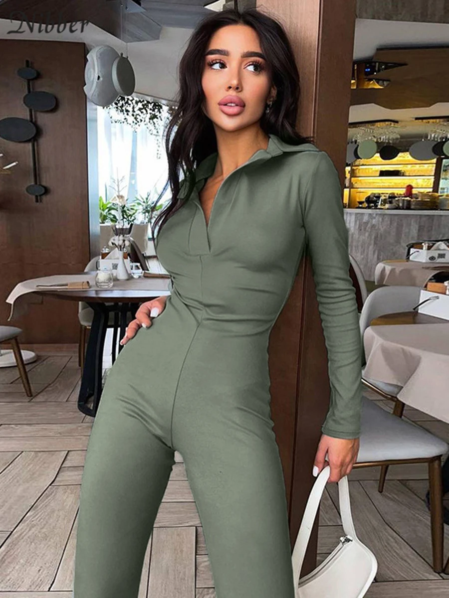 Модный уличный повседневный комбинезон Nibber с воротником-поло Облегающий для