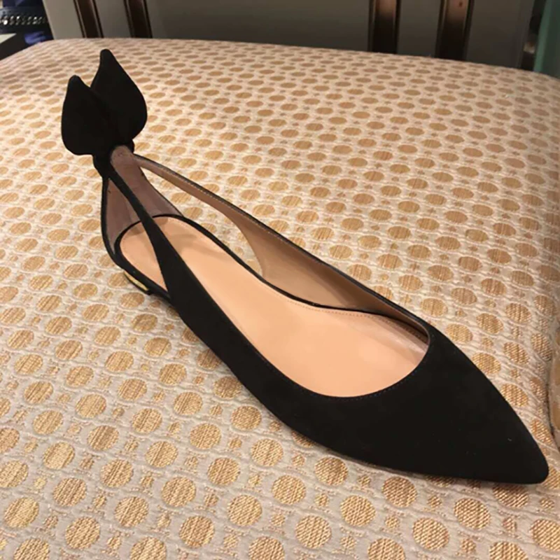 Женские туфли лодочки из флока с острым носком и боковым вырезом кроличьими