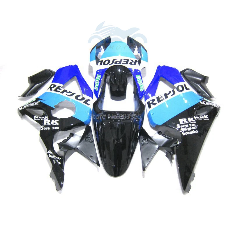 Комплект красивых обтекателей для HONDA CBR900RR 954 02 03 cbr954 Lake черно-голубые Обтекатели