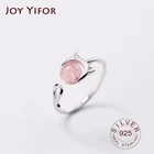 Кольцо регулируемое женское, изящное вечернее Ювелирное Украшение из настоящего серебра 925 пробы с котом и клубникой