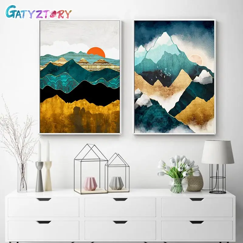 

GATYZTORY 60x75cm Frame Diy Oil Painting By Bumbers Kits Landscape Abstract Acrylic Paint By numbers For Adults Home Decor