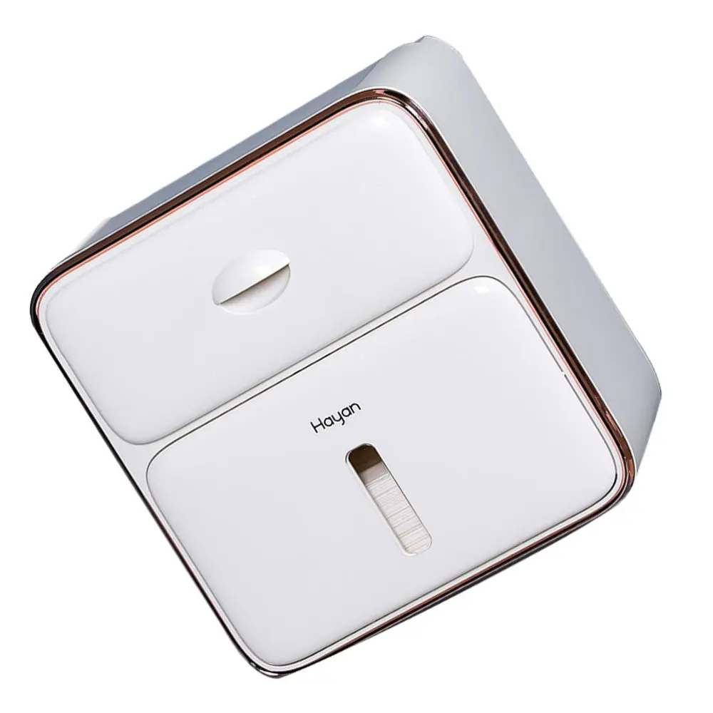 

1Pc Double-layer Tissue Box Toilet Tissue Case Punching-free Storage Case White
