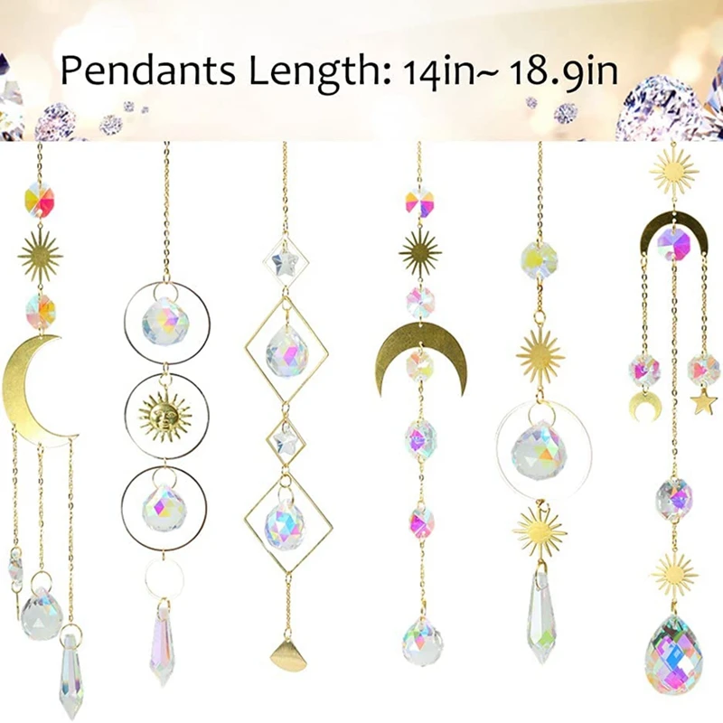 6Pieces Colorful Crystals Suncatcher Hanging Sun Catcher With Chain Pendant Ornament Crystal Balls For Window Garden | Дом и сад