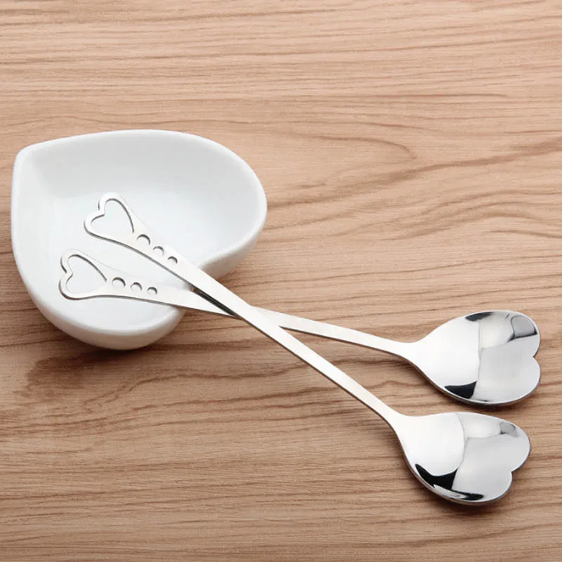

10Pcs/pack Dessert Sugar Stirring Spoons Teaspoon Kitchen Accessories Heart Shape Dinnerware Coffee Spoon Stainless Steel