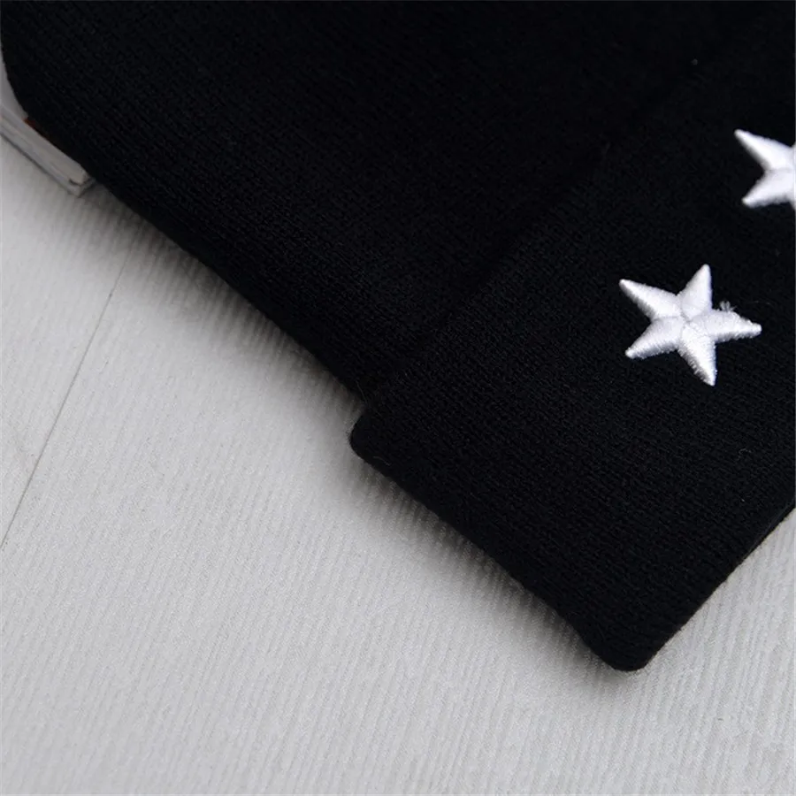 

Unisex Leisure Knitted Hat Female Warm Cotton Blends Hat Women's Winter Cap Men Embroidery Stars Hip Hop Skullies Beanies Girls