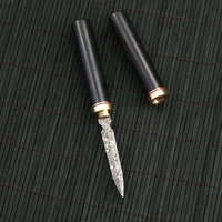high quality stainless steel ebony chinese puer tea needle cutter damascus pattern tea knife prying tea tool gift