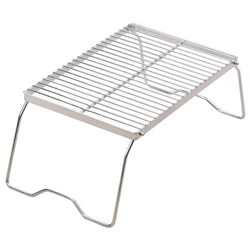 

Folding Campfire Grill 304 Stainless Steel Grate, Heavy Duty Portable Camping Grill with Legs, Medium