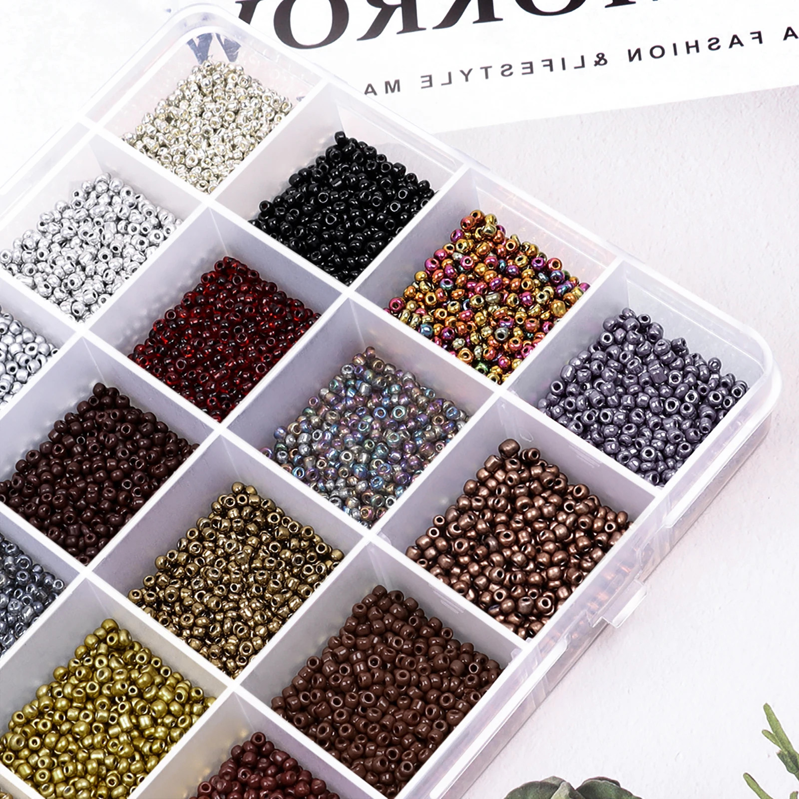

2/3/4mm Glass Seed Beads with Letter Bead Small Craft Beads with Elastic String and Tweezers for DIY Bracelet Jewelry Making