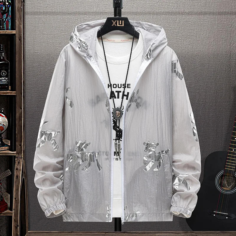 

2021 New Air-conditioning Shirt for Men and Women Casual Printing Windbreaker Zipper Thin Hooded Couple Sun Protection Jacket
