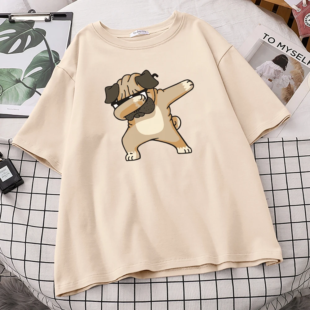 Новый 2021 Летняя мода вытирая футболка с Мопсом мужской в стиле хип хоп топы