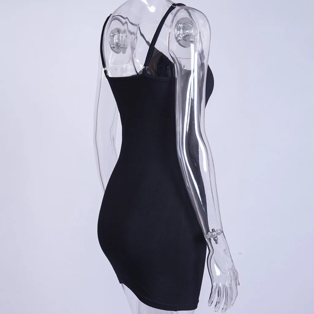 

Fashion Women Sexy Star Print Punk Gothic Bodycon Sleeveless Dress Braces Dress