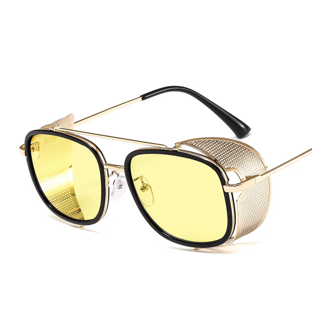 

Fashion Punk Square Women Grid Side Shield Tide High Quality Eyeglasses Unisex Glasses UV400