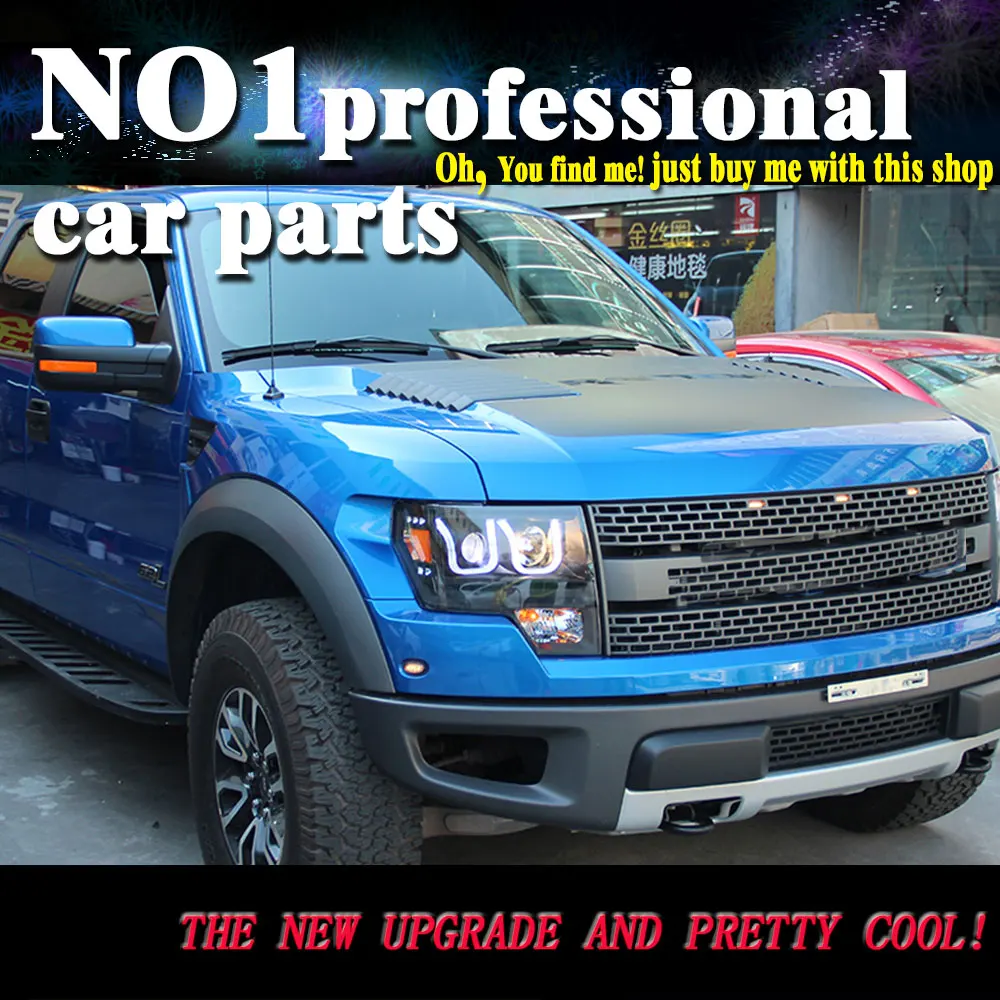 

car accessories for Ford Raptor LED Headlight F150 Headlights 2013-2014 DRL Lens Double Beam H7 HID Xenon Car Accessories