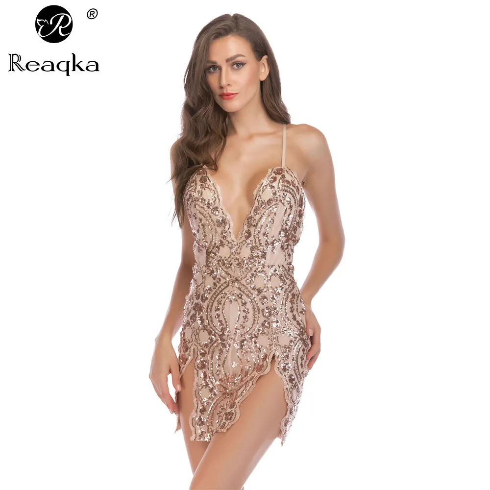 Женское платье с блестками золотистое черное розовое открытой спиной на