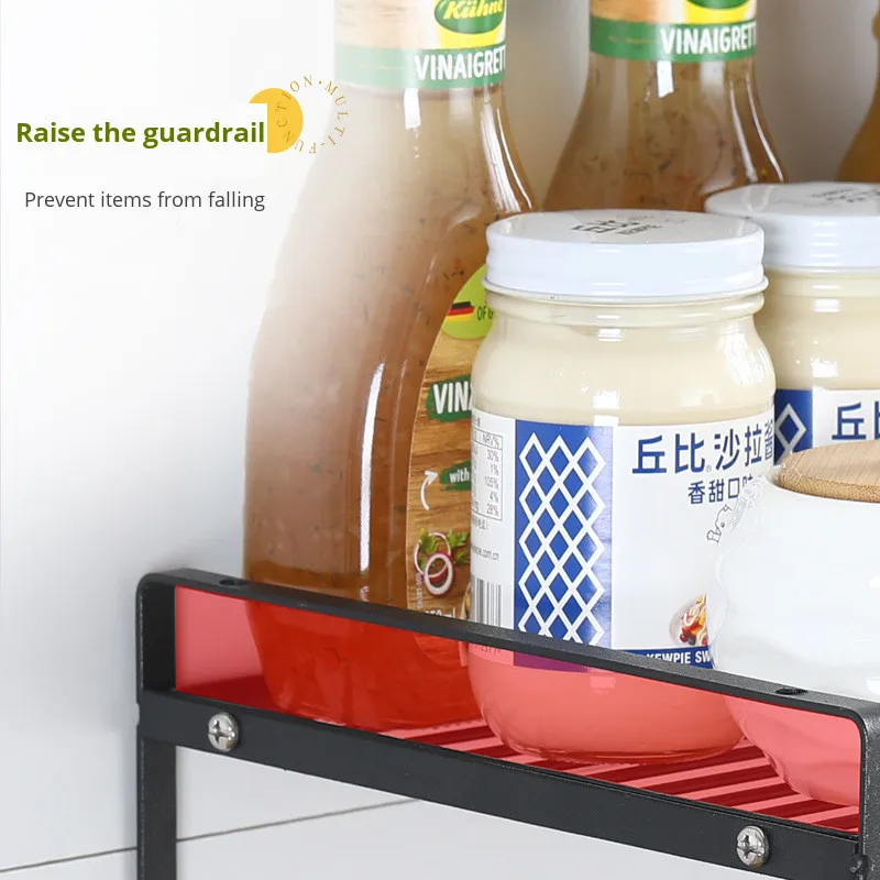 multifunctional kitchen shelf black iron storage cabinet rack cosmetic books files microwave oven spice pot rack home organizer free global shipping