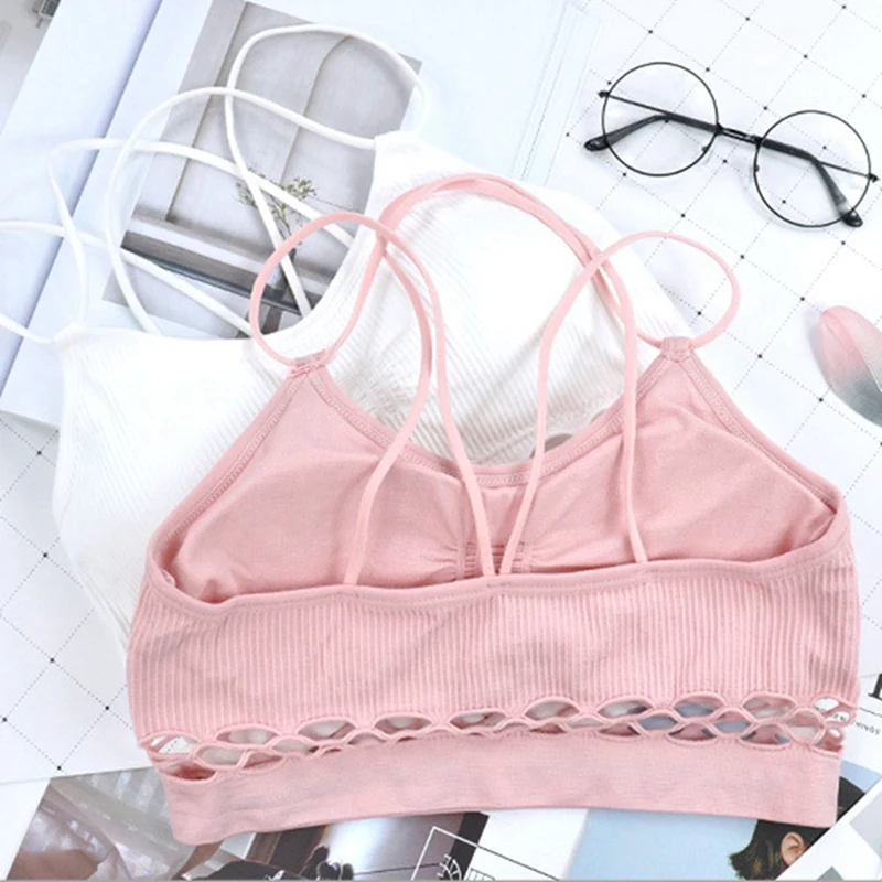 

Korean Version Of the Cross Beauty Back Wrapped Chest Hollow Yoga Slightly Gathered Sling Back