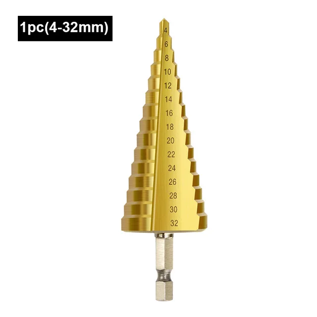4-32MM 4-32 мм HSS 4241 с шестигранным хвостовиком Коническое титановое ступенчатое конусное сверло металлический Дырокол Мини дрель аксессуары для электроинструментов - Цвет: 4-32MM