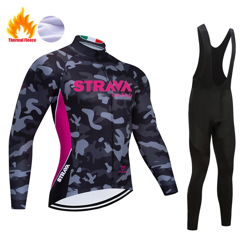 Strava зимний мужской Камуфляжный теплый флисовый костюм велосипедная рубашка с