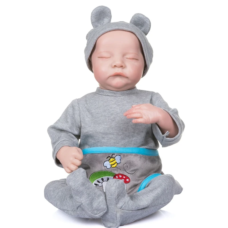 

Реалистичная кукла-Новорожденный, 19 дюймов/49 см, спящий реалистичный подарок для мальчика, с ручным рисунком волос и одежды, полностью Силик...