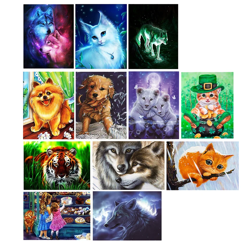 

DIY Diamond Embroidery Painting Cross Stitch Kit 5D Diamond Rhinestone Animals