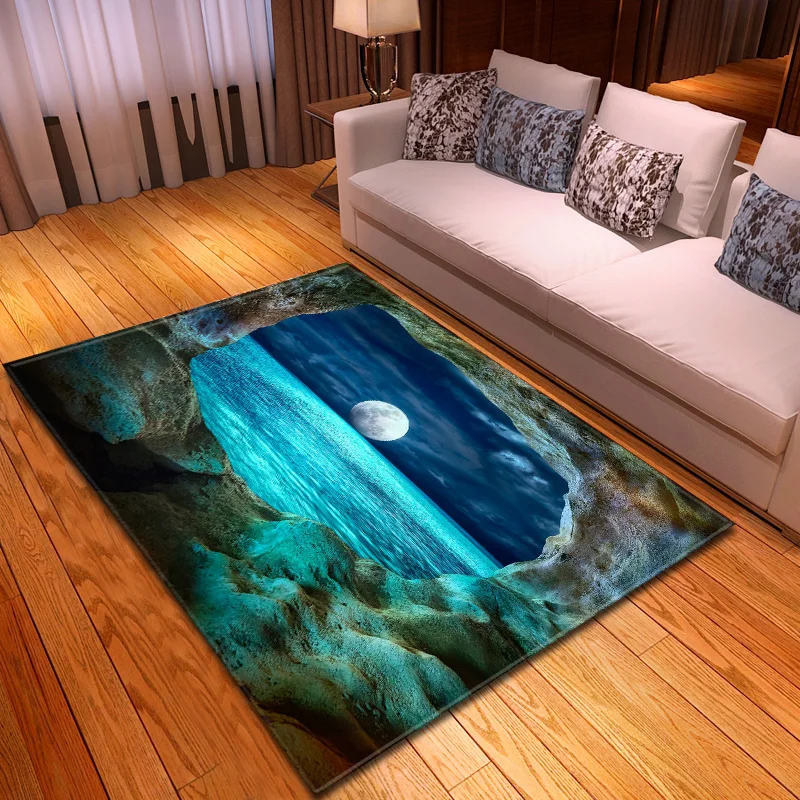 

Modern Home Decor Parlor Area Rug 3D Moon Children Play Mat Baby Crawling Rugs Soft Flannel Bedside Living Room Carpet