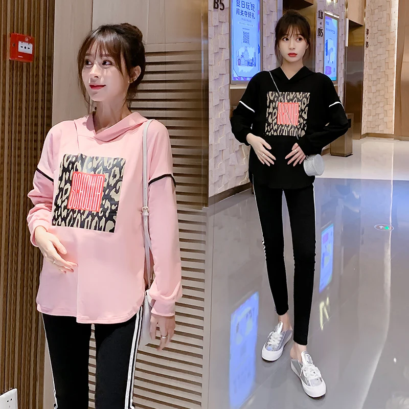 Spring Maternity Top Leggings Suits Long Sleeved Sweatshirt Sets Clothes for Pregnant Women Sports Hoodie Autumn Clothing C880