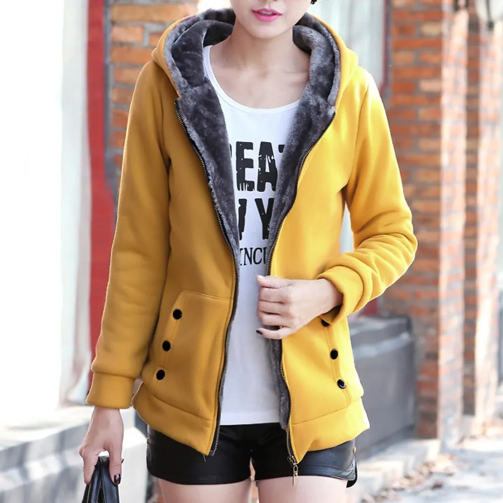 

Autumn Winter Casual Warm Thick Hoodies Fashion Fleece Zipper Women Hooded Sweatshirt Plus Size S-4XL Women Clothing