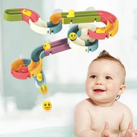 kids bath toys diy slide indoor waterfall assembling tracks yellow ducks car slot bathroom baby shower play water games toy set