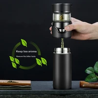 portable glass insulated cup stainless steel tumbler tea filter double wall tea infuser insulated coffee mug thermos bottle