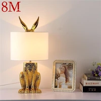 8m resin table lamp modern creative gold rabbit lampshade led desk light for home living room