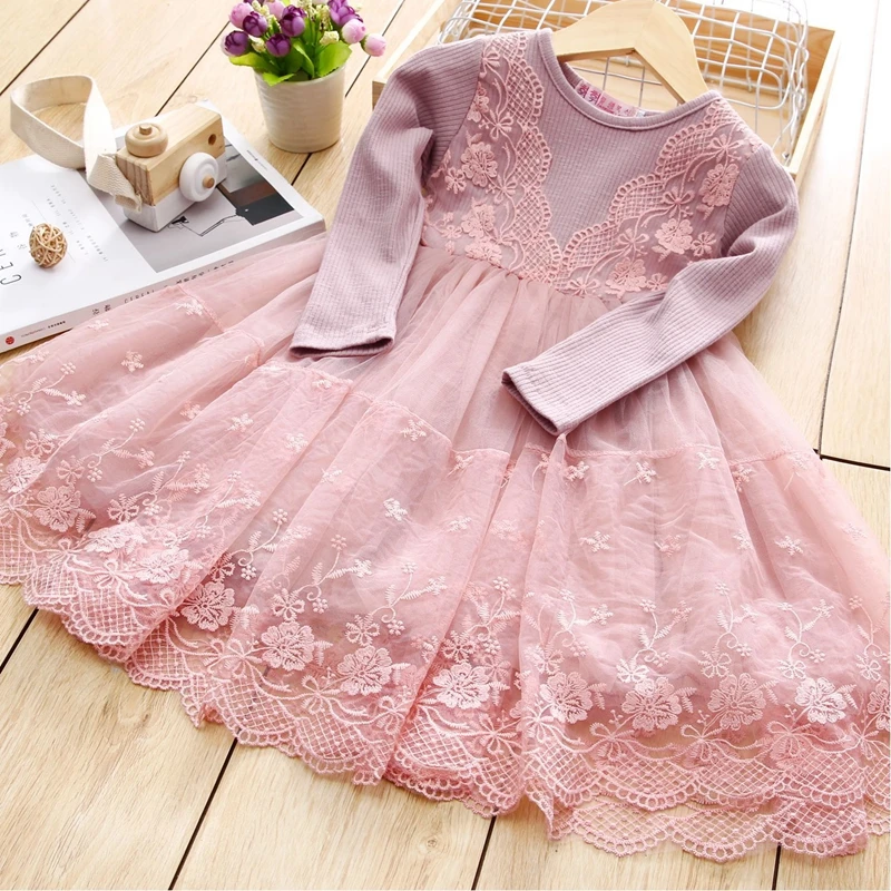 

2022 Spring Girl Clothes Kids Dresses For Girls Lace Flower Dress Baby Girl Party Wedding Dress Children Girl Princess Dress