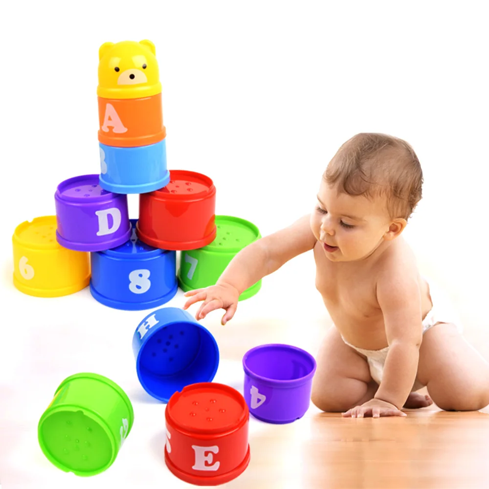 

8Pcs/Set Baby Toys Educational Figures Letters Foldind Stack Cup Tower Children Early Intelligence Alphabet Toy for Children