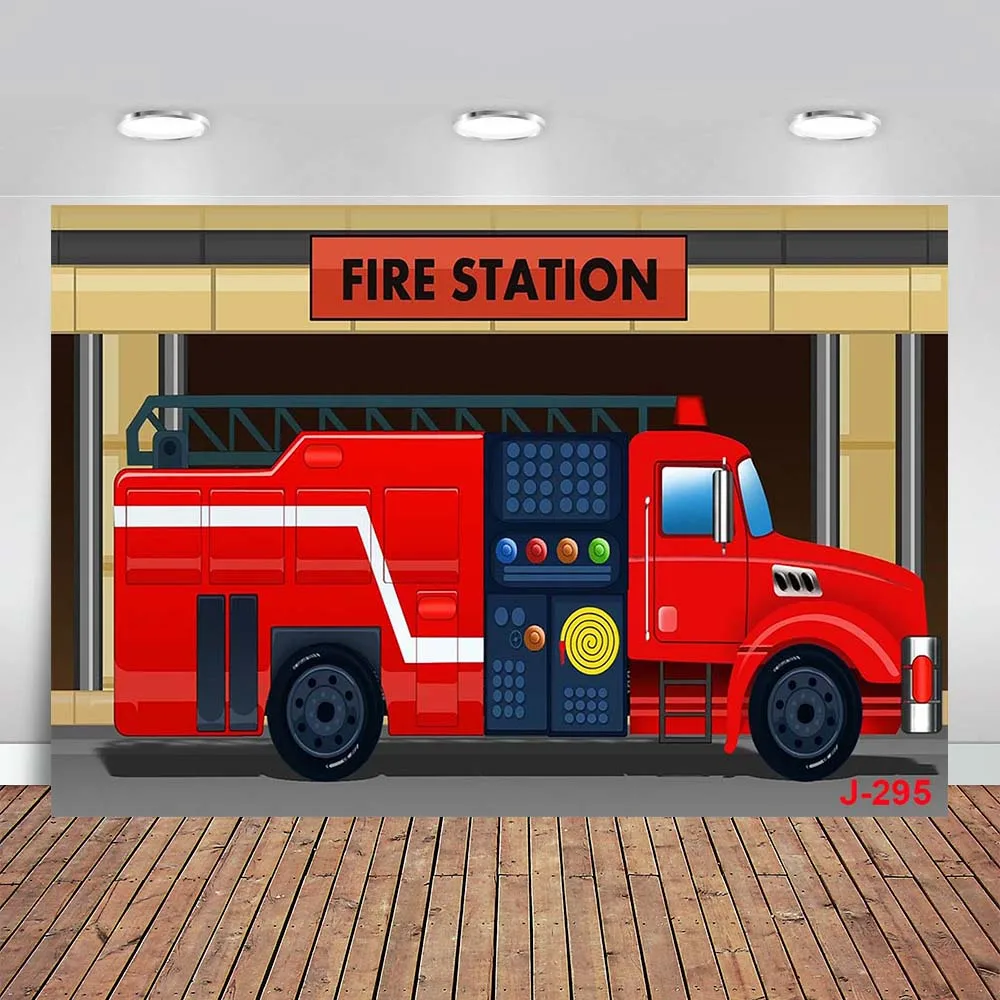 Firefighter Birthday Party Backdrop Fireman Fire Truck Photography Background Boy Birthday Party Decorations Banner