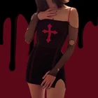 Женское вечернее платье Goth Dark Mall, черное облегающее платье с вышивкой крестиком и открытой спиной, лето 2019