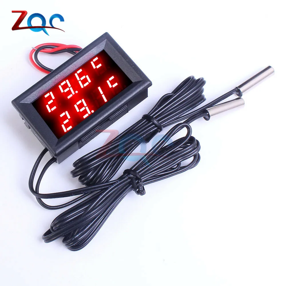 4 Digit 4V-28V Red DC 4 V-28 V Mini Dual Дисплей цифровой термометр ж/двойной NTC Водонепроницаемый металлический зонд Температура Сенсор тестер для автомобиля для ванной - Цвет: 4 Digit 4V-28V Red