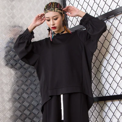 

Large-size new irregular Patchwork Hoodie loose front short after long womens fashion