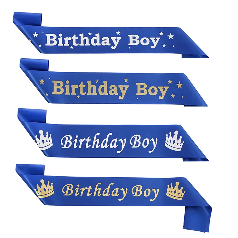 

Birthday Party Decoration Supplies Blue Starry Sky Crown Shoulder Strap Etiquette Belt Birthday Boy Jewelry Baby Shower Decorate