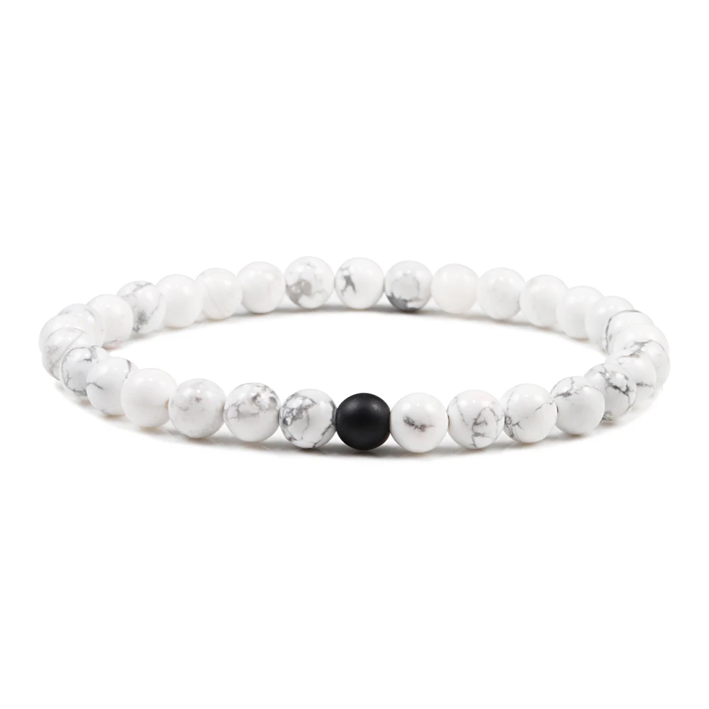 6 мм натуральный камень тонкий бисерный мужской женский эластичный браслет