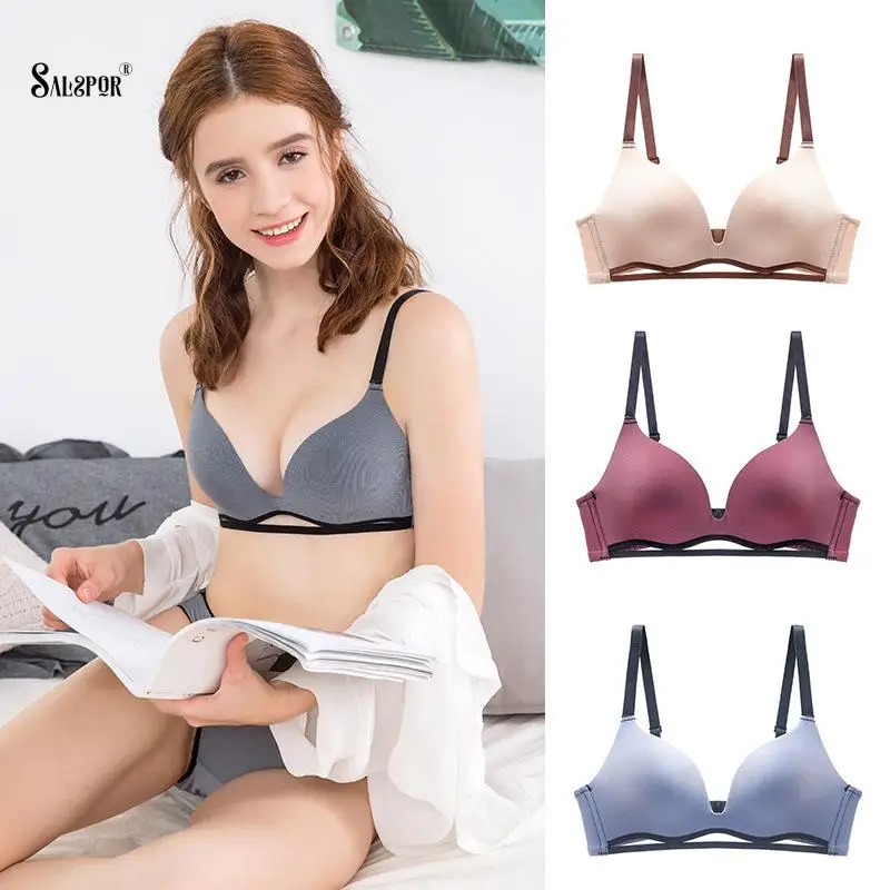 

SALSPOR Push Up Bra for Women Wireless Sport Underwear Solid Intimate Sexy Bralette Soft Thin Breathable Lingerie