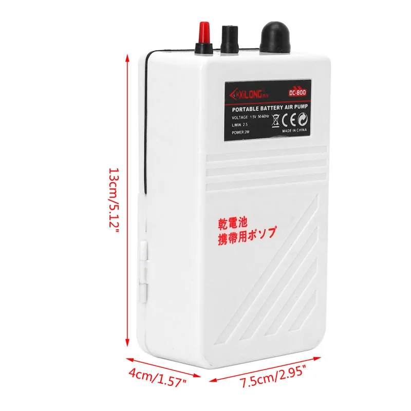 

Aquarium Battery Operated Fish Tank Air Pump Aerator Oxygen With Air Stone 2W K3NA