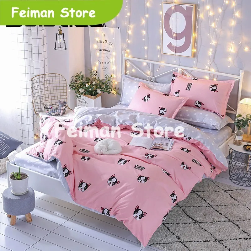 Домашний текстиль с изображением мультфильма бульдог постельное бельё для