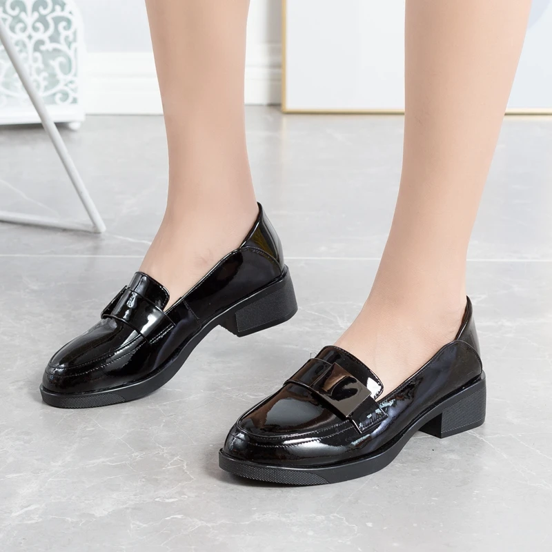 Women Vintage Shoes 2020 Brand Office Ladies Loafers Leather Fashion Metal Decoration Slip On New Spring Autumn | Обувь