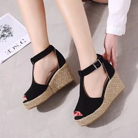 womens plus size 43 springsummer 2019 slope heeled roman sandals and fish snout fashion womens sandals
