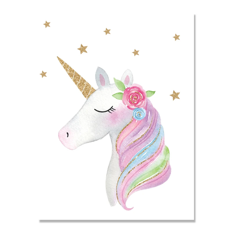 Печать на заказ с именем Единорог детская настенная живопись холст постеры