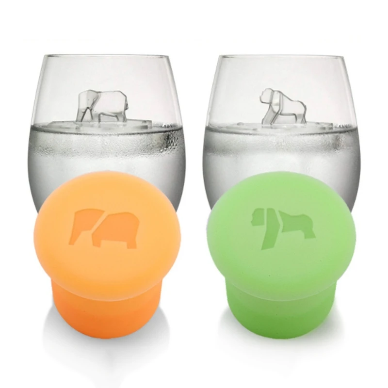 

449C 3D Animal Ice Cube Mold Silicone Freezer Lion & Hippo Cup Eco Friendly DIY Molds