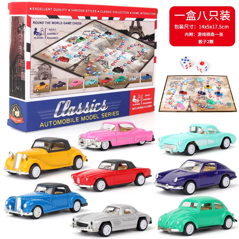 028 Детский игрушечный автомобиль костюм 1: 64 детские игрушки маленький сплав автомобиль ретро-автомобиль 8 шт./компл. оттяните назад с игровой коврик - Цвет: 028